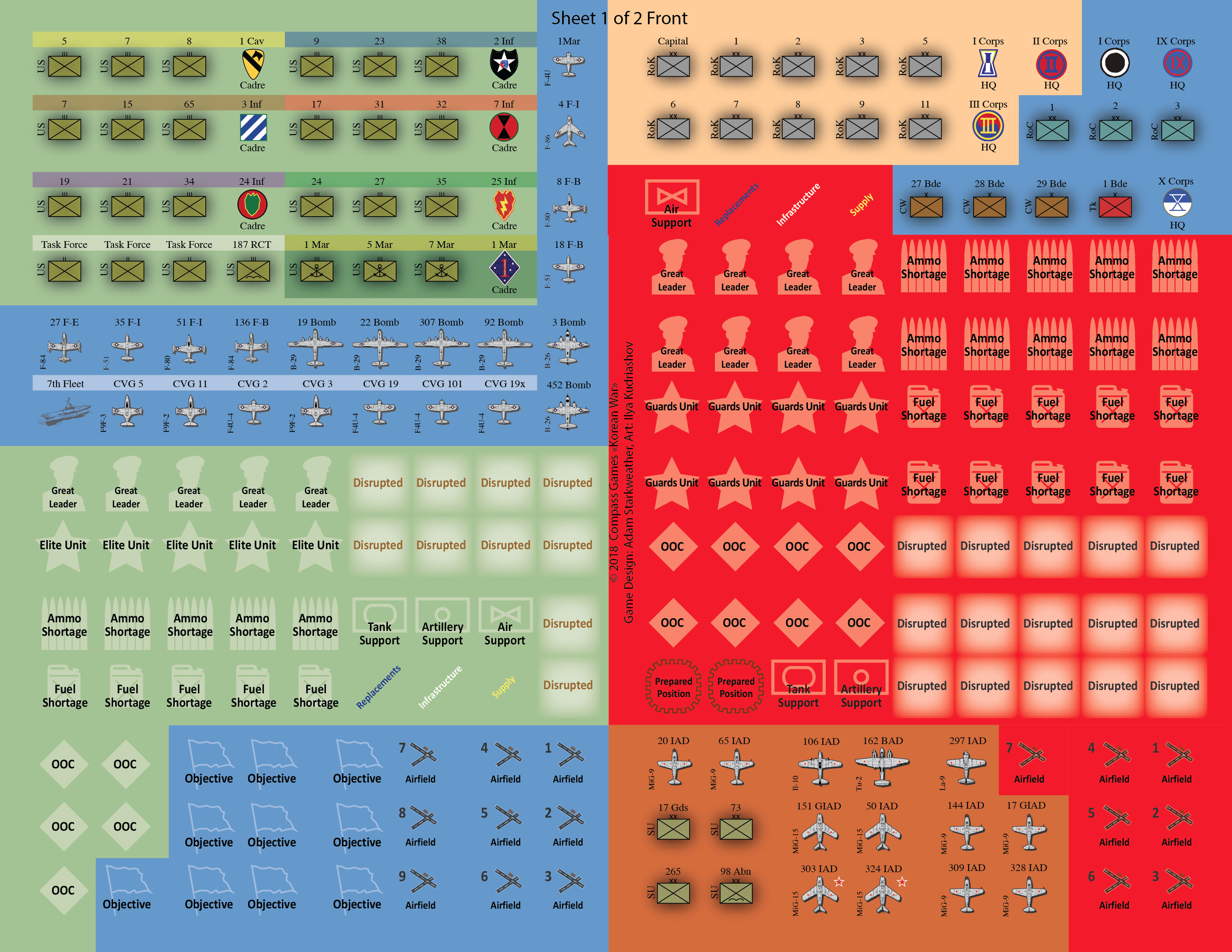 Korea: Fire and Ice Counter Sheet Front 1, War Game