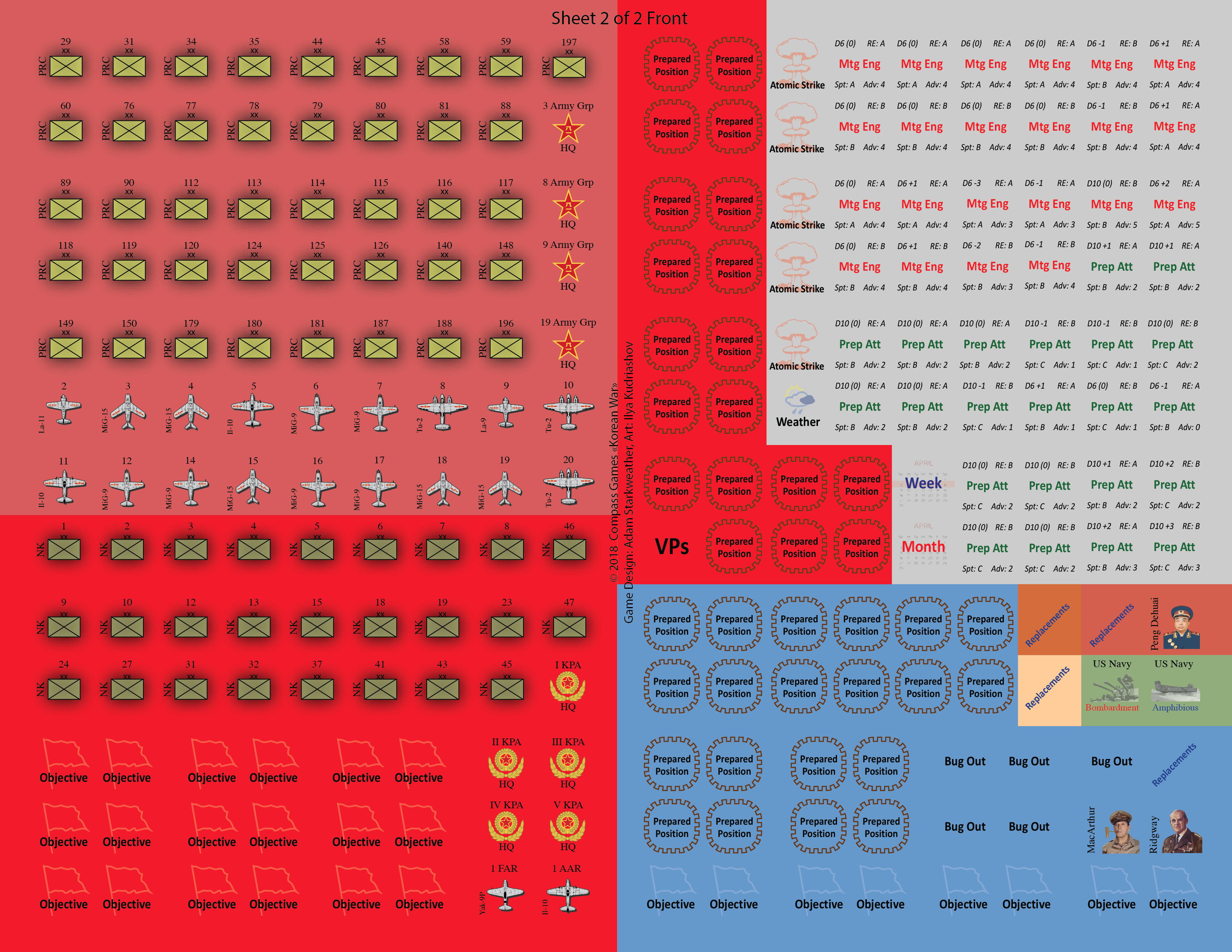 Korea: Fire and Ice Counter Sheet Front, War Game