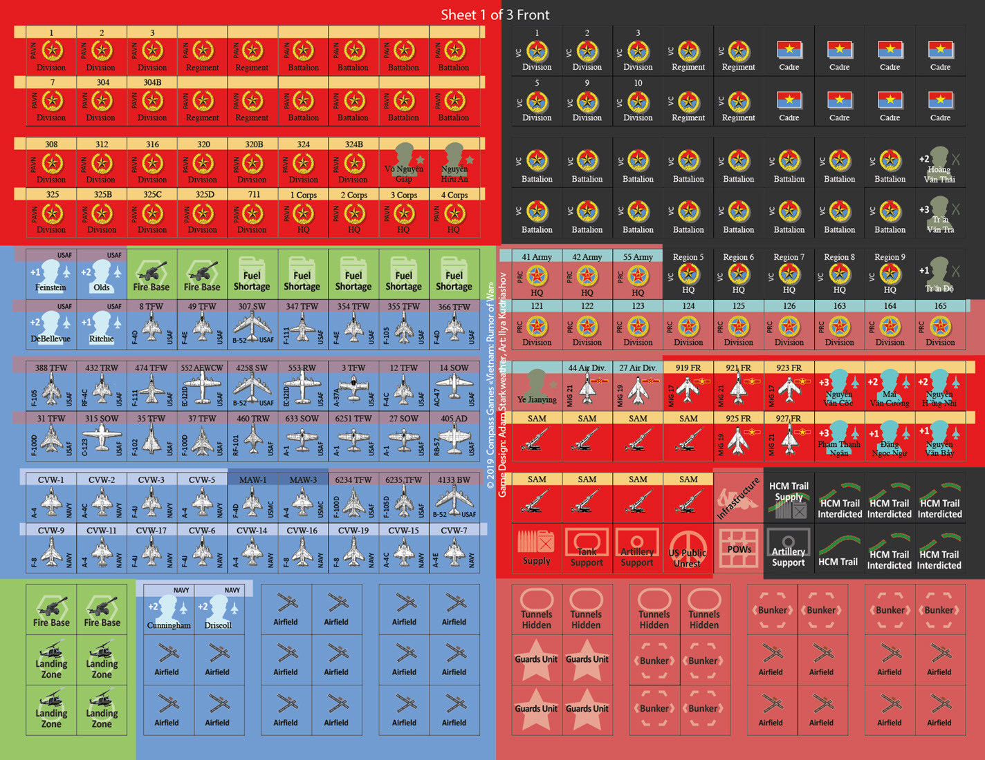 Vietnam: Rumor of War counter sheet, war game