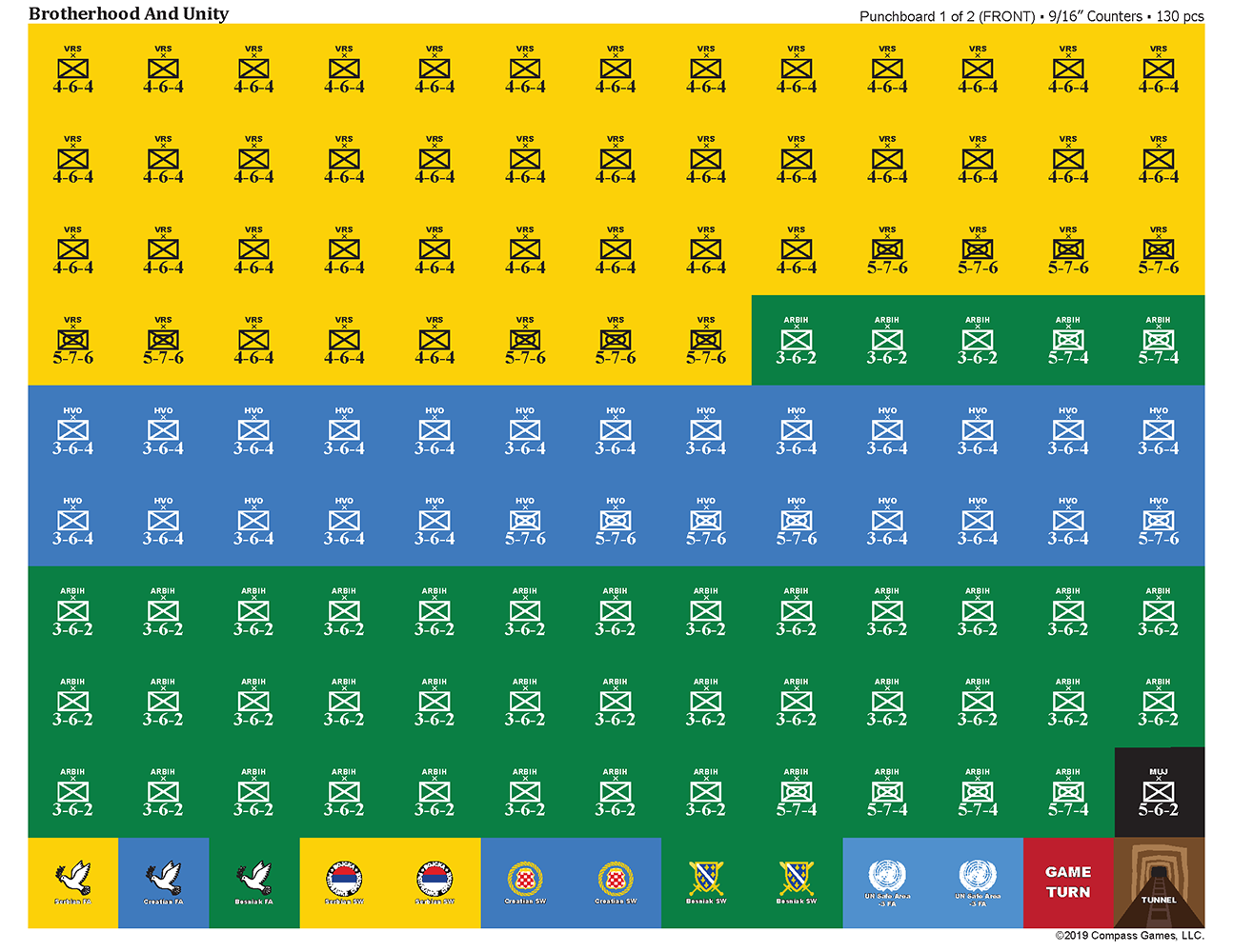 Brotherhood & Unity: War in Bosnia and Herzegovina, 1992-1995 Counter Sheet, War Game
