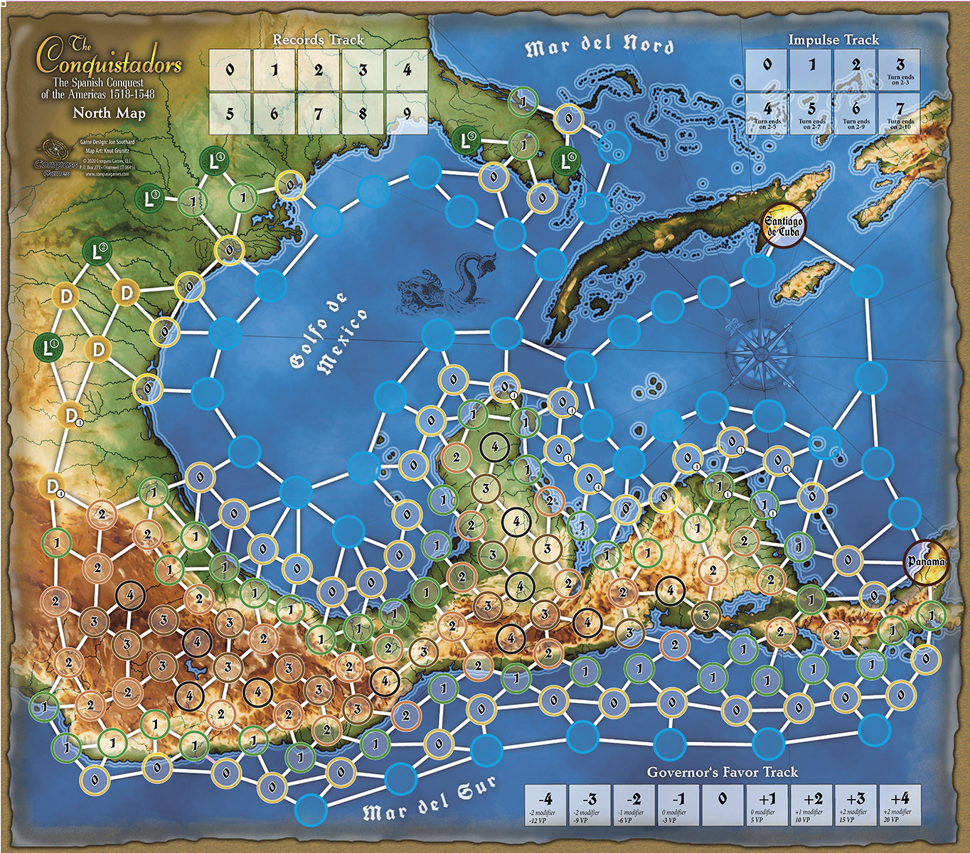 The Conquistadors: The Spanish Conquest of the Americas – 1518-1548 War Game, Game Map