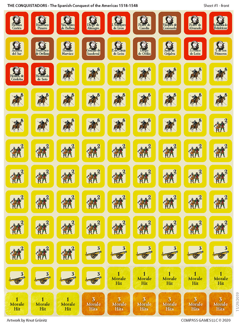 The Conquistadors: The Spanish Conquest of the Americas – 1518-1548 War Game - Countersheet