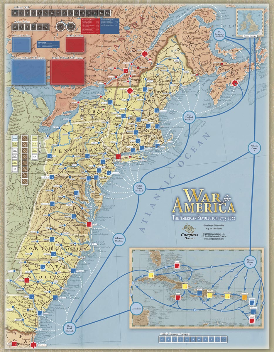 War for America: The American Revolution, 1775-1782 War Game - Game Map