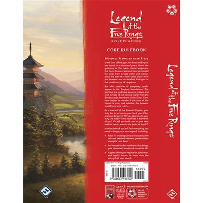 Legend of the Five Rings by Edge. Role playing samurai game. Fantasy, Back cover art.