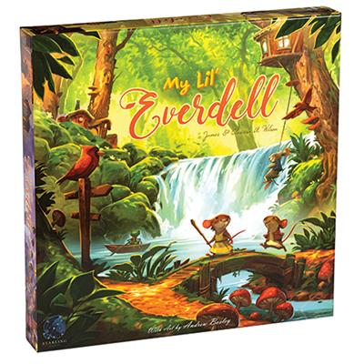My Lil' Everdell board game, showing the front cover of the game box. Fantasy board game, family board game, euro-board game