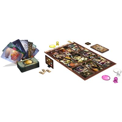 Mysterium park game board with cards and accessories.