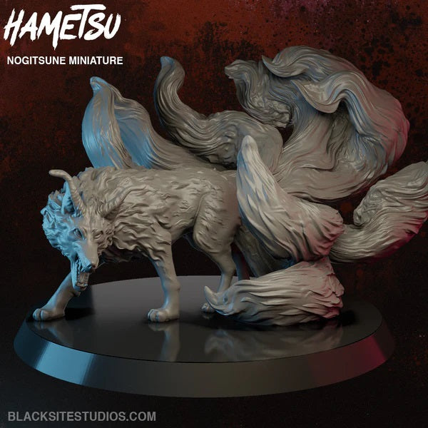 Hametsu, Nogitsune, 9-tailed fox, 32mm, resin, miniature