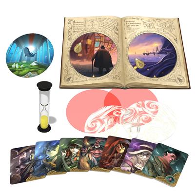 Obscurio collection of cards, timer, book, and other accessories.