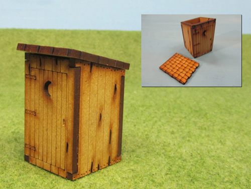 Knuckleduster outhouse.  MDF, pre-painted. 28mm old west building