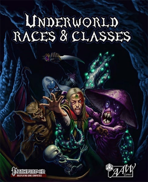 D&D 5th Edition: Underworld Races & Classes Reference Book Cover. Showing the evils of the underworld dragging an elf down