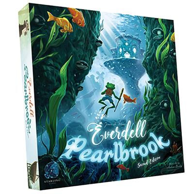 Everdell Pearlbrook 2nd Edition Game box front cover, family board game, euro-board game
