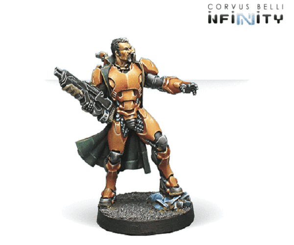 Infinity: Yu Jing Sun Tze (Boarding Shotgun) Miniature. Seen painted here, side view