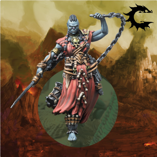 A Conquest: W'adrhun - Chieftain Tontorr Rider carrying a chain and sword.