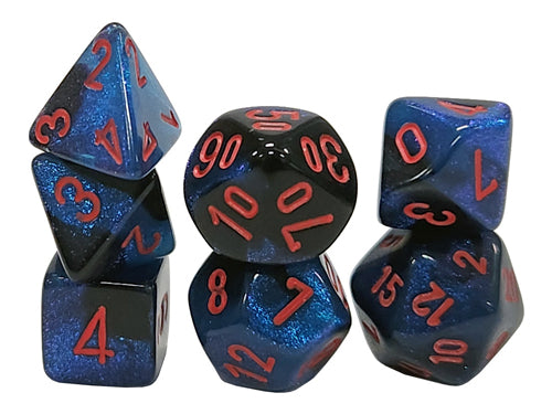 Mini Dice Set: Gemini - Black-Starlight Mini Dice with Red - 7